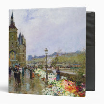 Flower Sellers by the Seine 3 Ring Binder