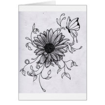 Flower sketch card