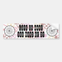 Flower Sketch Circle on PInk Purple Floral Pattern Bumper Sticker