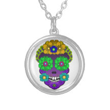 Flower Skull Personalized Necklace