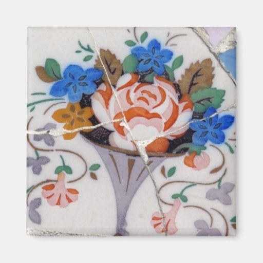 Flower tiles fridge magnets