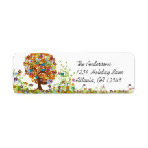 Flower Tree Swirl  Return Address Return Address Label