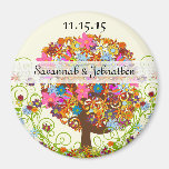 Flower Tree Wedding Magnet with Pink Flowers