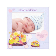 Flower Turtles Baby Photo Gift Wrapped Canvas Stretched Canvas Print