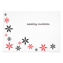 Flower Wedding Invitation Red & Black