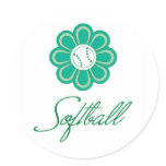 Flowerboom Softball Round Stickers