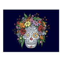 Flowerhair Sugar Skull Postcard
