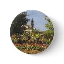 Flowering Garden at Sainte-Adresse by Claude Monet Pinback Button