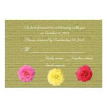Flowering green wedding RSVP invitation.