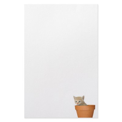 Flowerpot kitten stationery design by deemac1