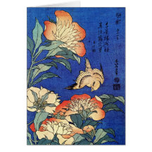Flowers and Bird, Hokusai Card