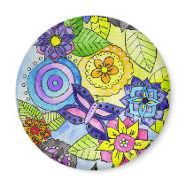 Flowers and Butterflies Fridge Magnet