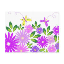 Flowers and butterflies - Postcard