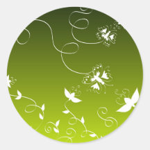 Flowers and butterflies round stickers