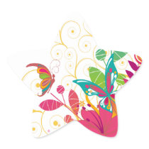 Flowers and Butterfly Star Stickers