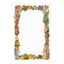 Flowers and Children Victorian Border Customized Stationery