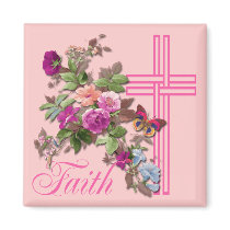 FLOWERS AND FAITH REFRIGERATOR MAGNETS