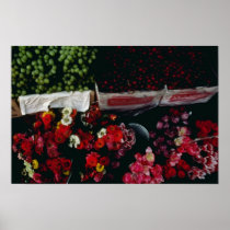 Flowers and fruit on display flowers poster
