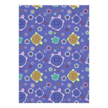 Flowers and Hearts Turtle Pattern Personalized Announcements