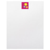 flowers and peacock feathers on fuschia customized letterhead