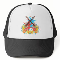 Flowers and pink guitars hats