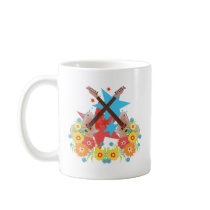Flowers and pink guitars mugs