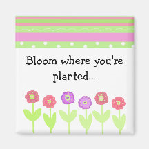 Flowers and Stripes with Saying Refrigerator Magnets
