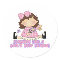 Flowers are a Girls Best Friend Round Sticker