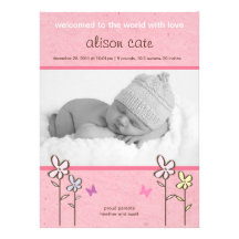 Flowers & Butterflies Birth Announcement