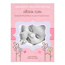 Flowers & Butterflies Birth Announcement