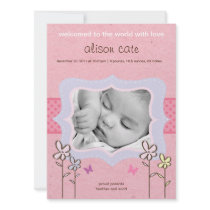 Flowers & Butterflies Birth Announcement
