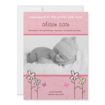 Flowers & Butterflies Birth Announcement