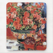 Flowers & Cats - Impressionist Art - Renoir Mousepads
