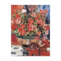 Flowers & Cats - Impressionist Art - Renoir Postcard