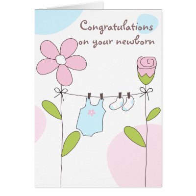 Flowers Clothes Pins Newborn Card by polkadotinks