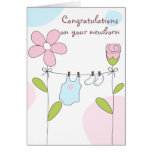 Flowers Clothes Pins Newborn Card