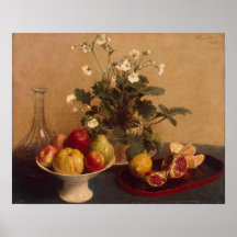 Flowers, dish with fruit and carafe, 1865 posters