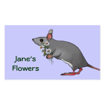 Flowers, Floral Shop: Cute Mouse with Daisies Business Cards