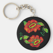 Flowers For My Belle II - Black Bkg. Keychain