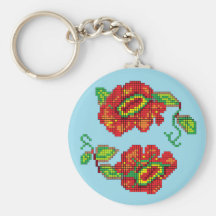 Flowers For My Belle II - Lt. Blue Bkg. Keychains