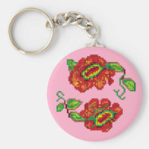Flowers For My Belle II - Pink Bkg. Key Chains