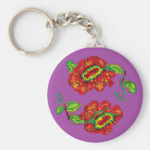 Flowers For My Belle II - Purple Bkg. Key Chains