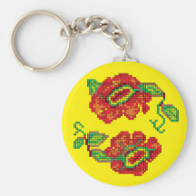 Flowers For My Belle II - Yellow Bkg. Key Chain