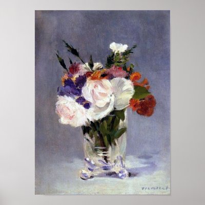 Flowers in a Crystal Vase by Manet Print by fineartflowers