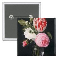 Flowers in a glass vase buttons