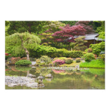 Flowers in bloom at Japanese Garden, Photo Print
