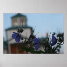 Flowers in front of the Russian Church Poster