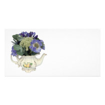 Flowers in teapot custom photo card