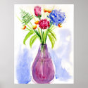 Flowers in Vase Watercolor Canvas Print