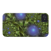 Flowers Leaves Abstract Blue Green Fractal Case-mate Iphone 4 Case